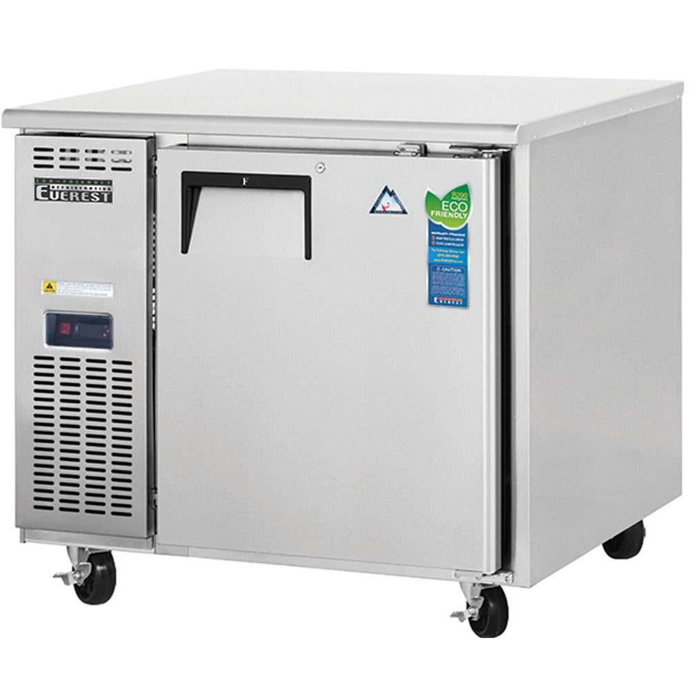 Everest ETF1-24 36 In. Side Mount Undercounter Freezer, 24 In. Depth Class, 1 Solid Door, 6 Cu. Ft., Stainless Steel Worktop