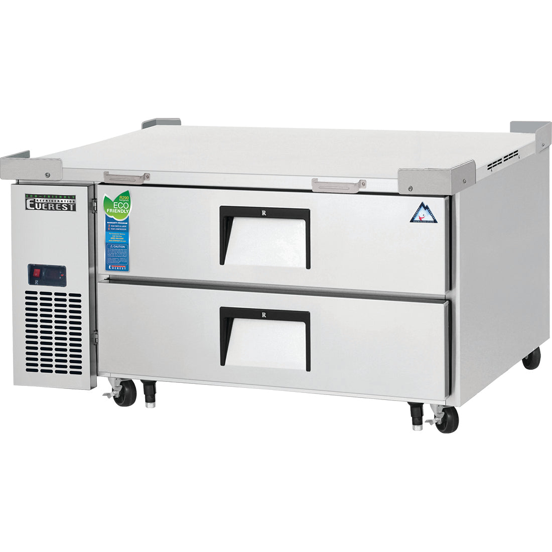 Everest ECB48D2 48 In. Two Drawer Chef Base Refrigerator, 717 Lb. Equipment Capacity, Side Mount Blizzard R290