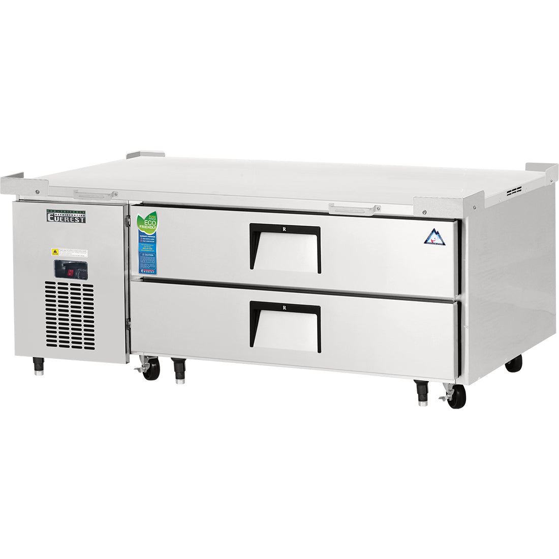 Everest ECB52-60D2 60 In. Two Drawer Chef Base Refrigerator, 717 Lb. Equipment Capacity, Side Mount Blizzard R290