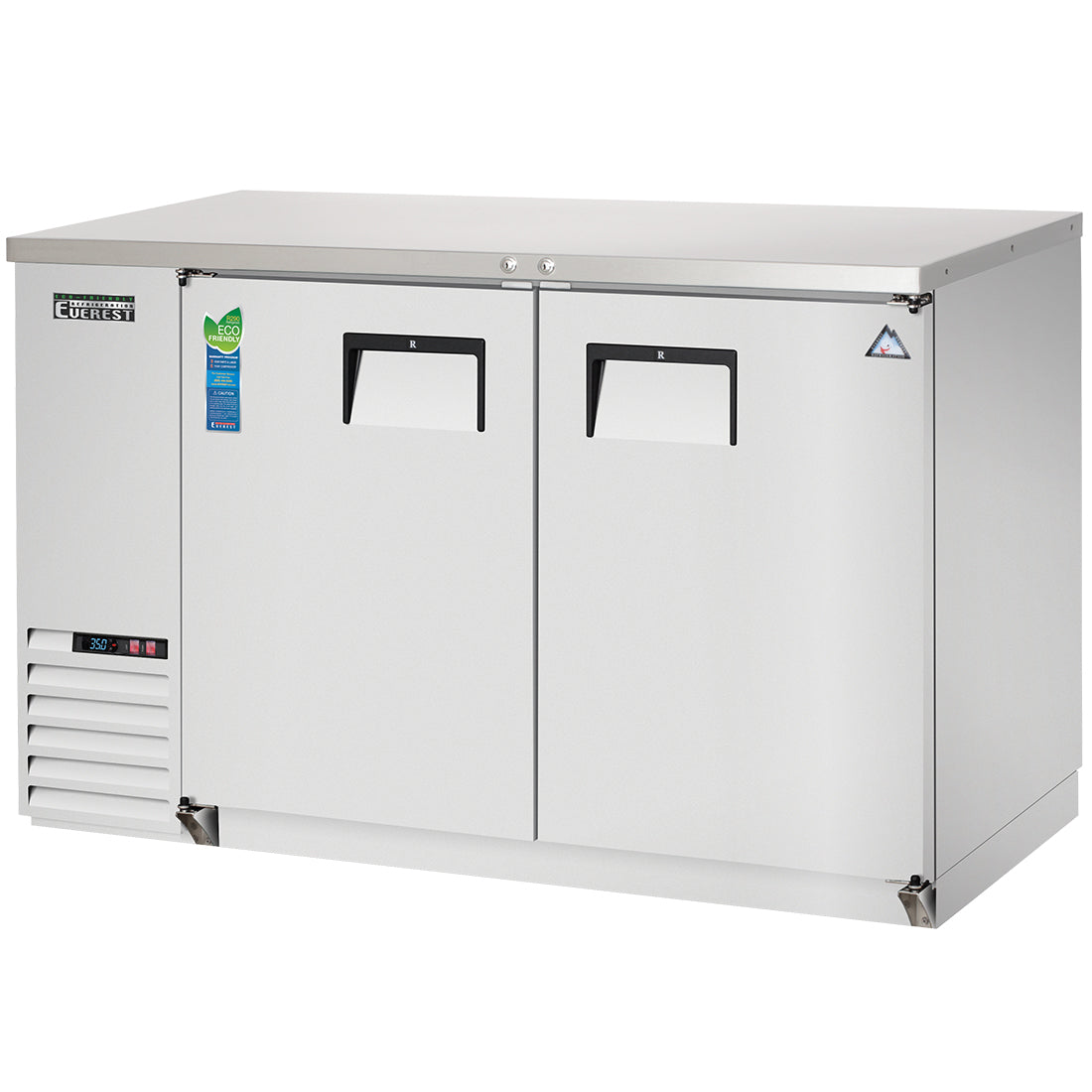 Everest EBB48-SS 49 In. Back Bar Cooler, 2 Locking Solid Doors, 14 Cu. Ft., 490 Can Capacity, Stainless Steel Exterior, LED Lighting