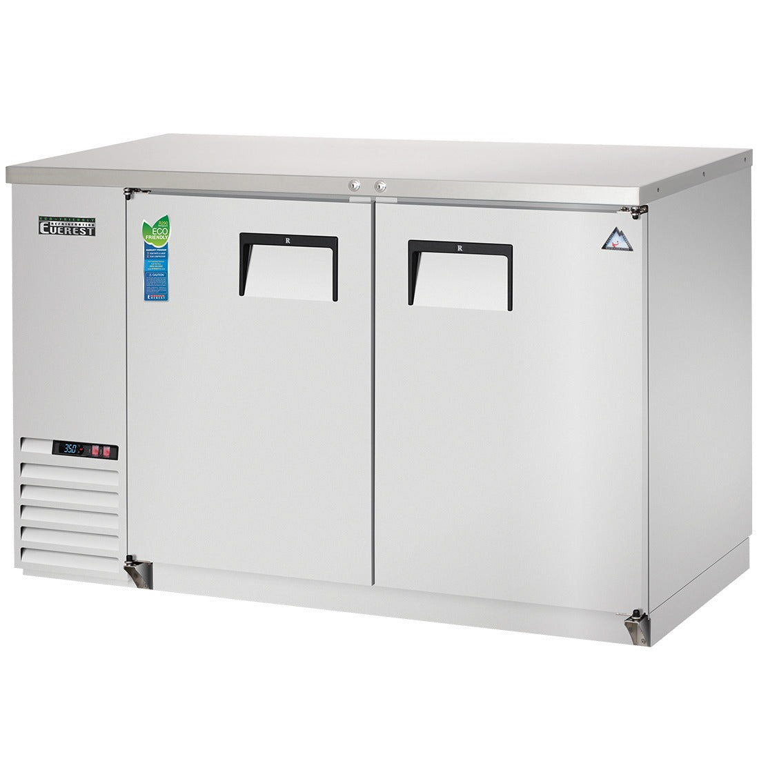 Everest EBB59-SS 58 In. Back Bar Cooler, 2 Locking Solid Doors, 20 Cu. Ft., 640 Can Capacity, Stainless Steel Exterior, LED Lighting