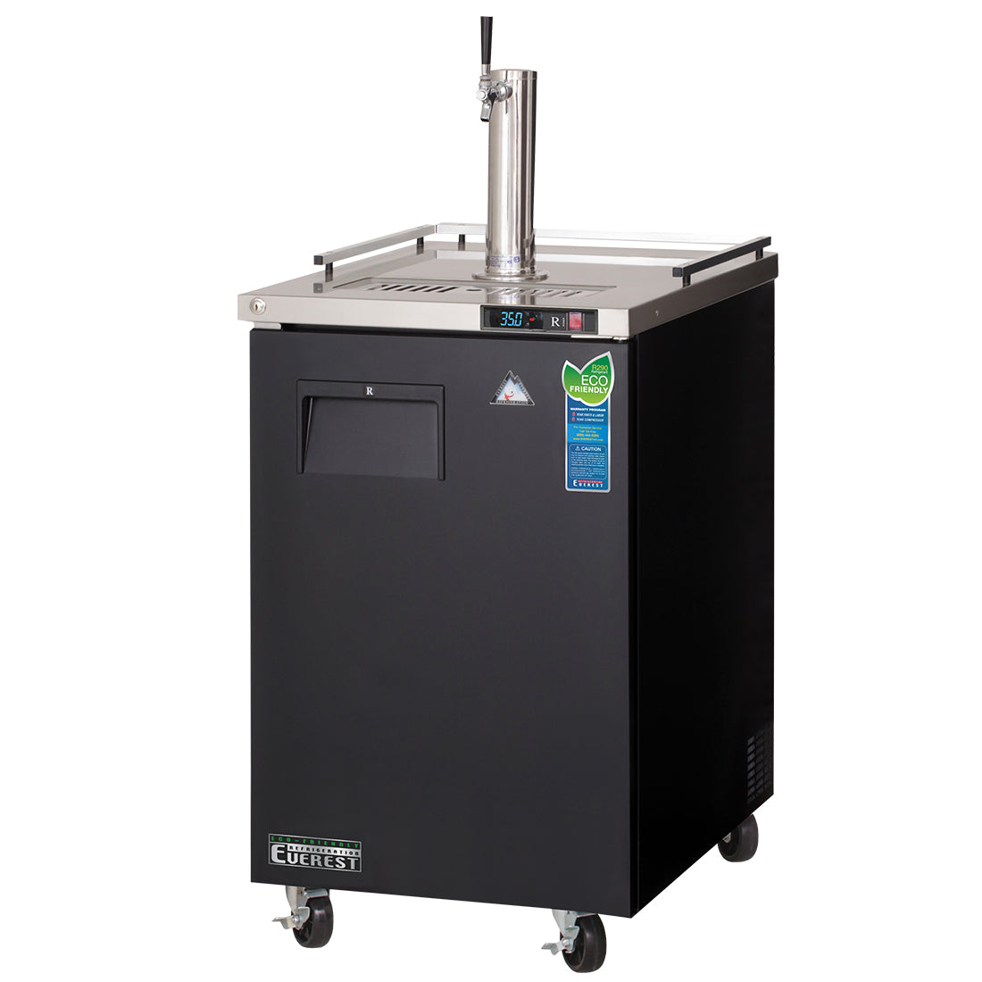 Everest EBD1 24 In. Direct Draw Keg Refrigerator, 1 Half Barrel Keg, One Single Faucet Draft Arm, 8 Cu. Ft., Black Vinyl Exterior