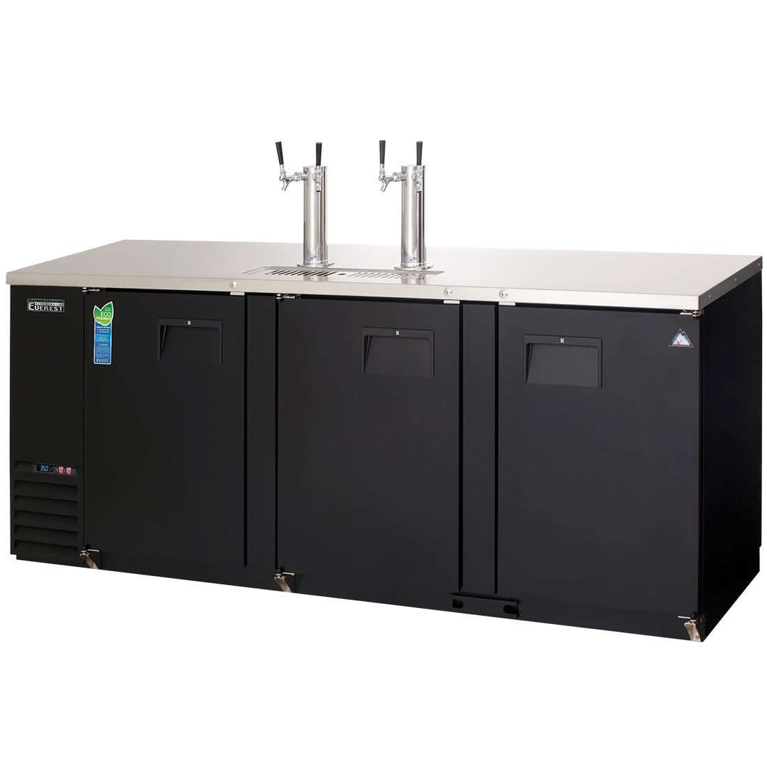 Everest EBD4 89 In. Direct Draw Keg Refrigerator, 4 Half Barrel Kegs, Two Dual Faucet Draft Arms, 32 Cu. Ft., Black Vinyl Exterior