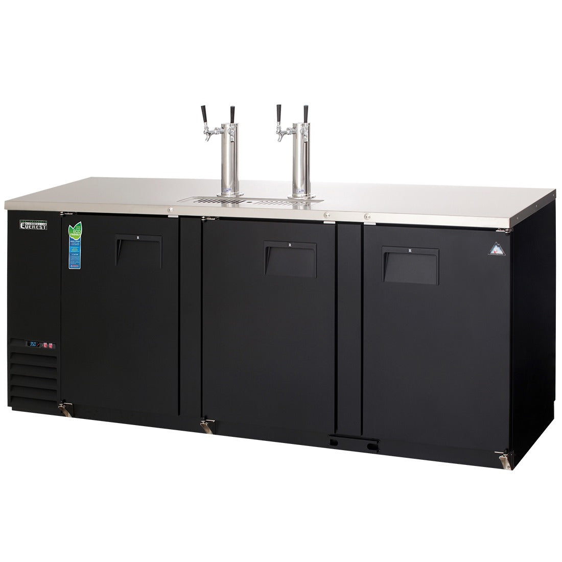 Everest EBD4-24 89 In. Direct Draw Keg Refrigerator, 24 In. Deep, 4 Half Barrel Kegs, Two Dual Faucet Draft Arms, 28 Cu. Ft., Black Vinyl Exterior