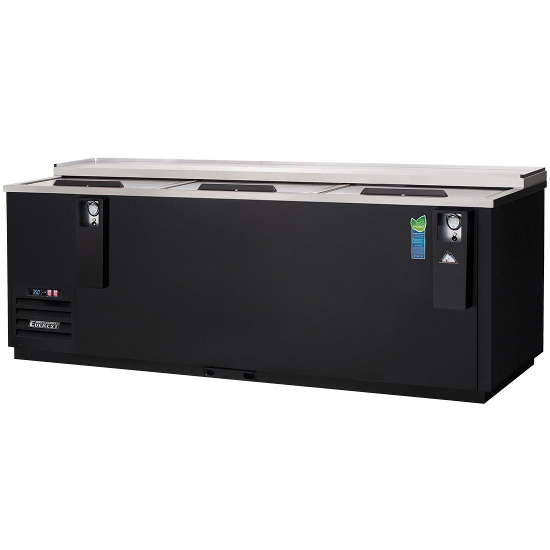 Everest EBC95 95 In. Horizontal Bottle Cooler, 3 Locking Solid Lids, 31 Cu. Ft., 1320 Can Capacity, Black Vinyl Exterior, LED Lighting