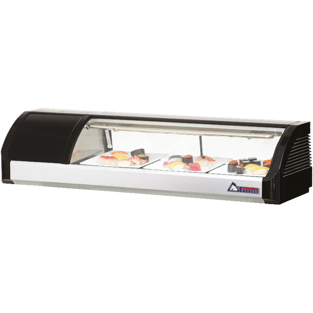 Everest ESC47L 47 In. Countertop Refrigerated Display Case, Curved Glass, 1.5 Cu. Ft., Left Mounted Compressor