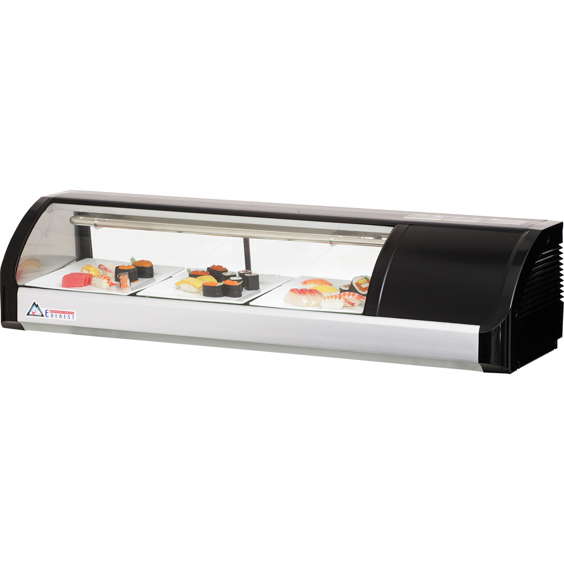 Everest ESC47R 47 In. Countertop Refrigerated Display Case, Curved Glass, 1.5 Cu. Ft., Right Mounted Compressor