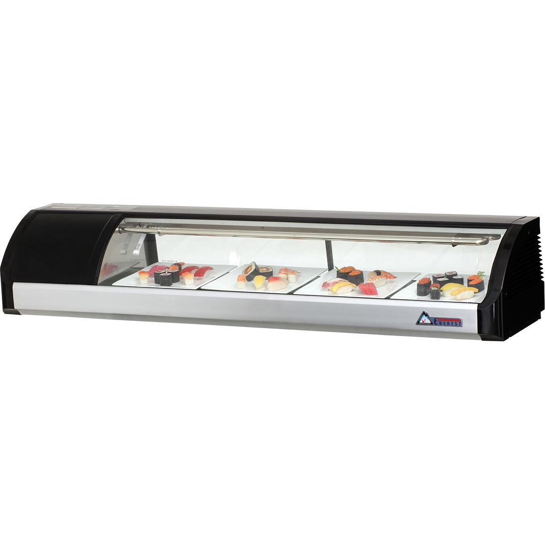 Everest ESC59L 59 In. Countertop Refrigerated Display Case, Curved Glass, 2 Cu. Ft., Left Mounted Compressor