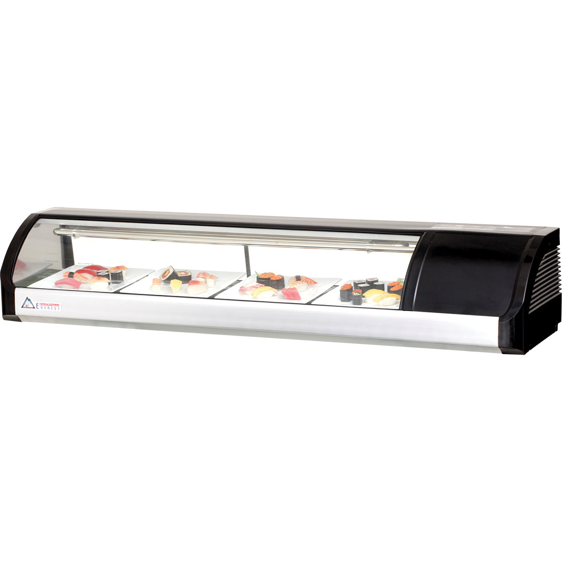Everest ESC59R 59 In. Countertop Refrigerated Display Case, Curved Glass, 2 Cu. Ft., Right Mounted Compressor