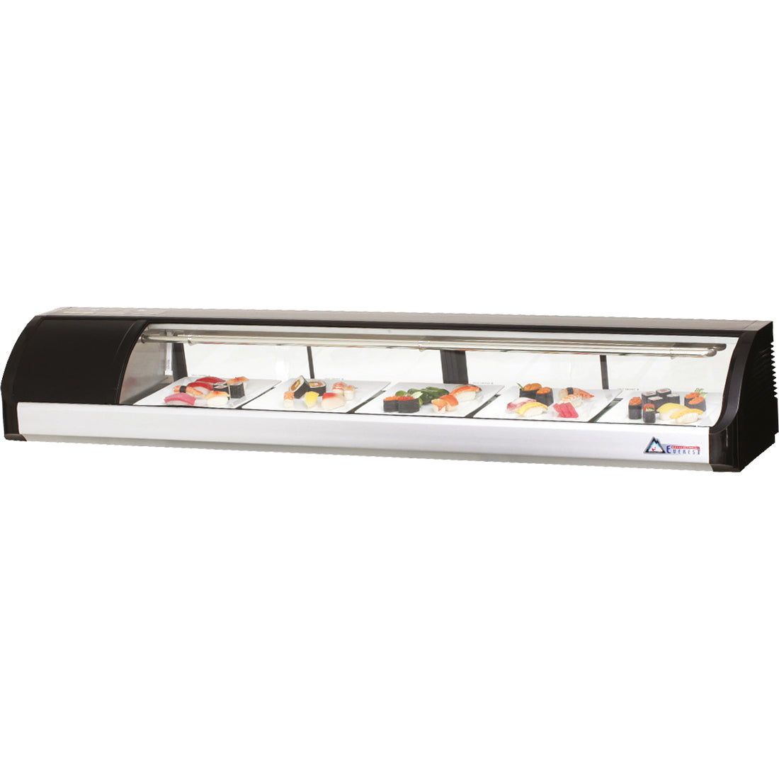 Everest ESC71L 71 In. Countertop Refrigerated Display Case, Curved Glass, 2.5 Cu. Ft., Left Mounted Compressor