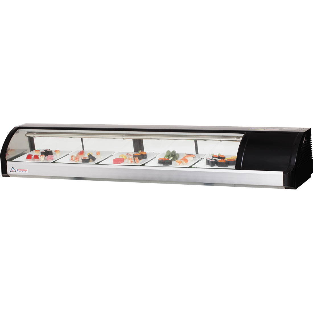 Everest ESC71R 71 In. Countertop Refrigerated Display Case, Curved Glass, 2.5 Cu. Ft., Right Mounted Compressor