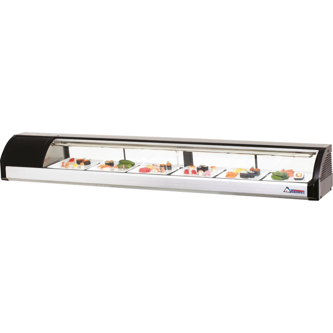 Everest ESC83L 83 In. Countertop Refrigerated Display Case, Curved Glass, 3 Cu. Ft., Left Mounted Compressor