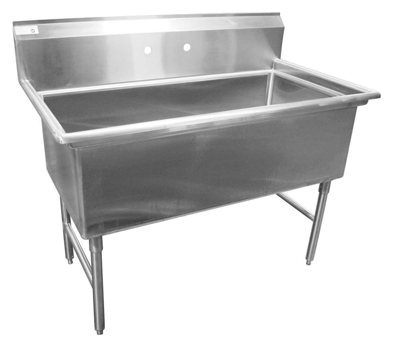 Serv-Ware 1C14H2448 53 In. Heavy Duty 1-Compartment Sink, 14 Gauge 304 Stainless, 48 In. Wash Bowl
