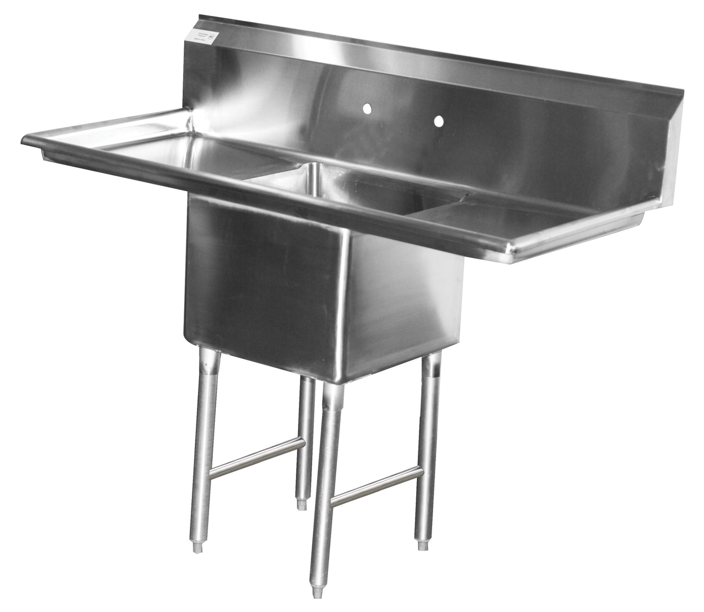 Serv-Ware 1CWPH1824L-18 39 In. Heavy Duty 1-Compartment Sink, 16 Gauge 304 Stainless, 24 In. Bowl, Left Drainboard