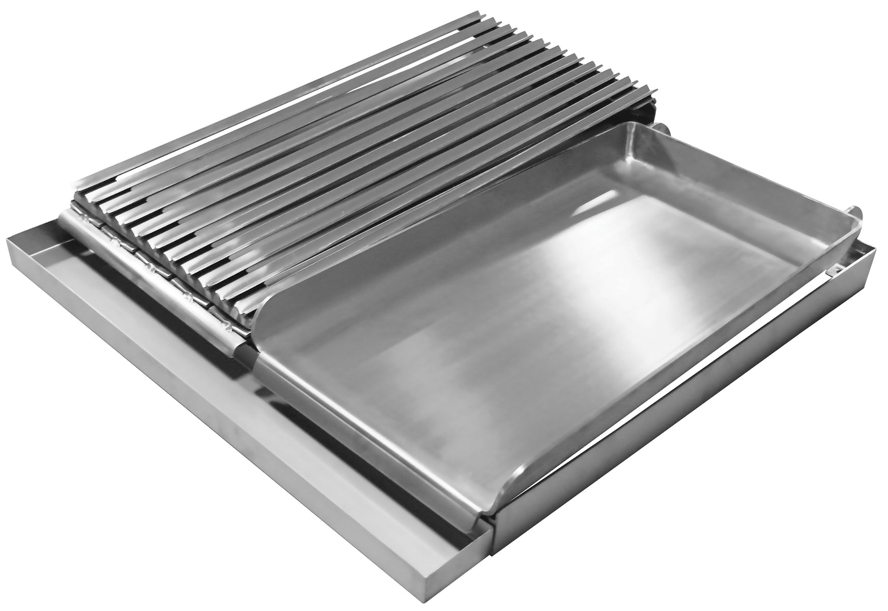 Serv-Ware ABG24SS 24 In. Add-On Griddle & Broiler Top, 7 Gauge Griddle Pan, Fits 4 Burner Range