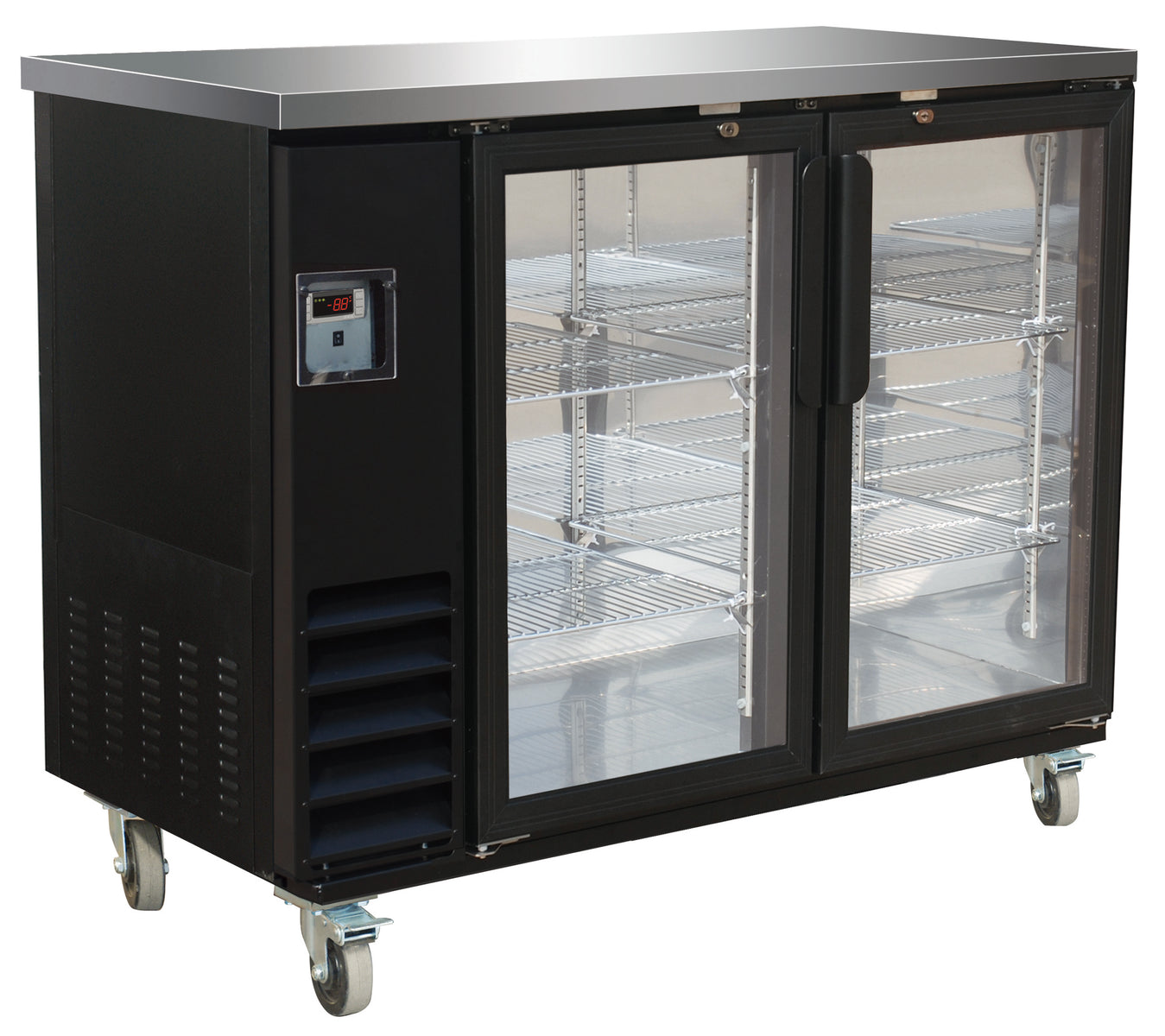 Serv-Ware BB2-24G-HC 49 In. 2-Glass-Door Back Bar Bottle Cooler, 10 cu. ft., R290
