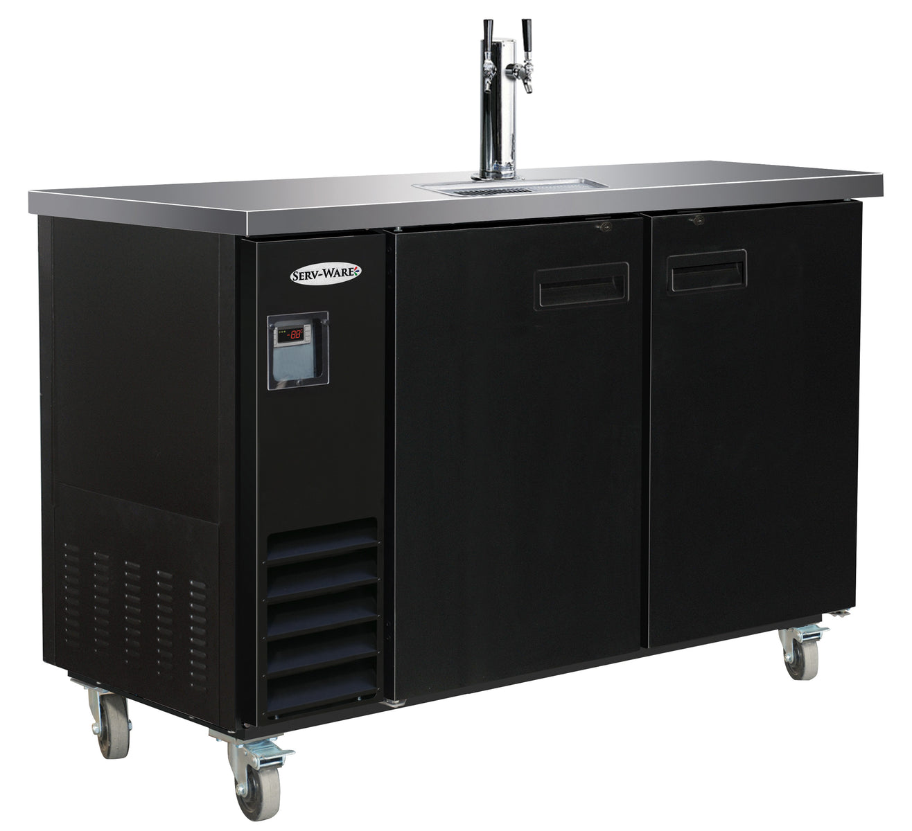 Serv-Ware DD49-1-HC 49 In. Beer Dispenser, 1 Tower, 2 Faucets, 10.45 Cu. Ft., R290 HC Refrigerant