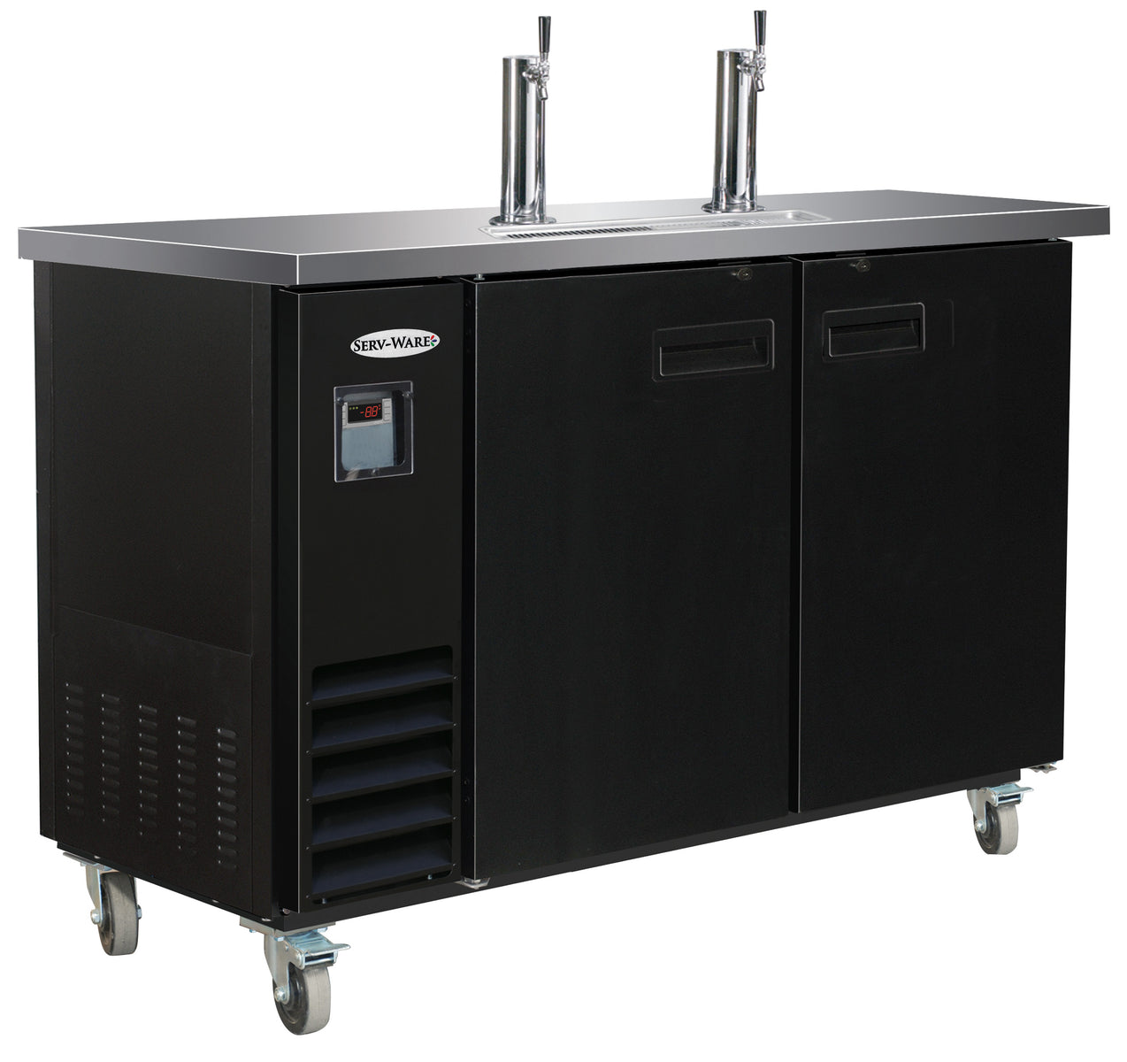 Serv-Ware DD49-2-HC 49 In. Beer Dispenser, 2 Towers, 2 Faucets, 10.45 Cu. Ft., R290 HC Refrigerant