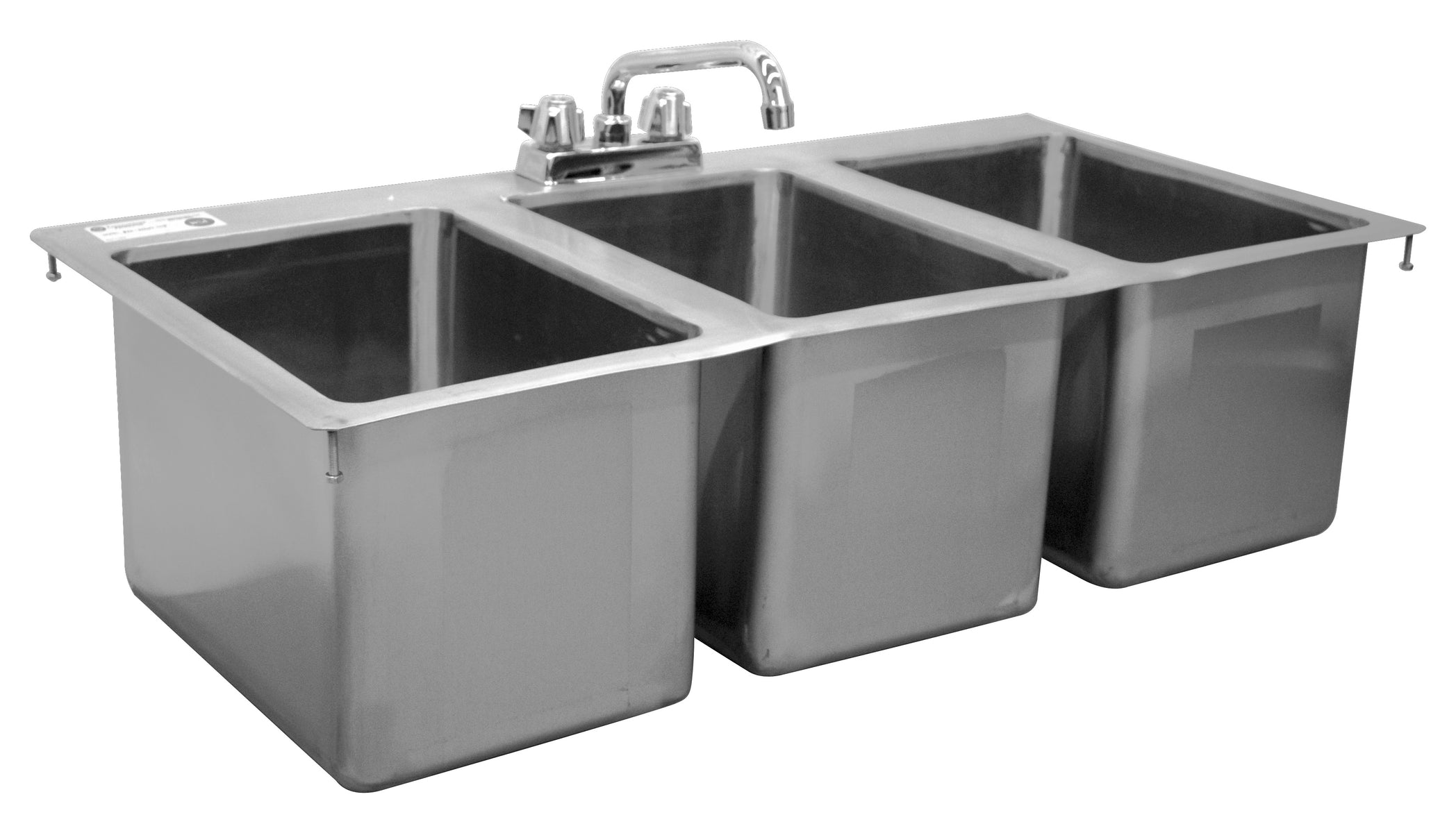 Serv-Ware DIS-3C1014-CWP 36 In. Drop-In Sink, 10"W x 14"D x 10"H 16 Bowls