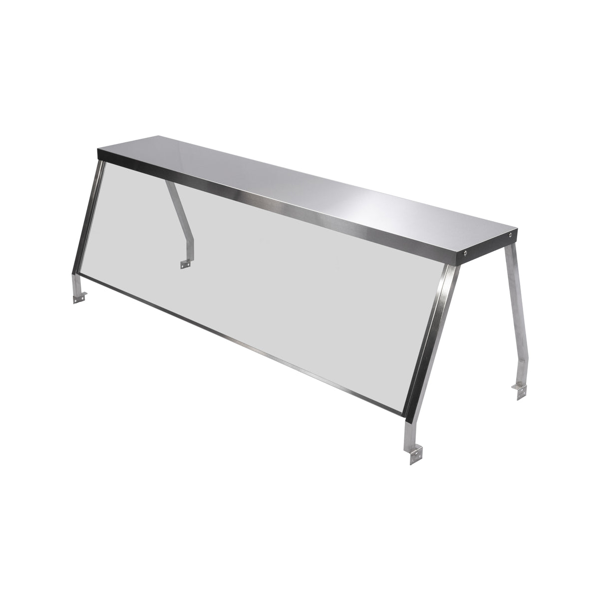 Serv-Ware SG3-1 44 In. Single-Sided Sneeze Guard, 6 mm Tempered Glass, Stainless Steel