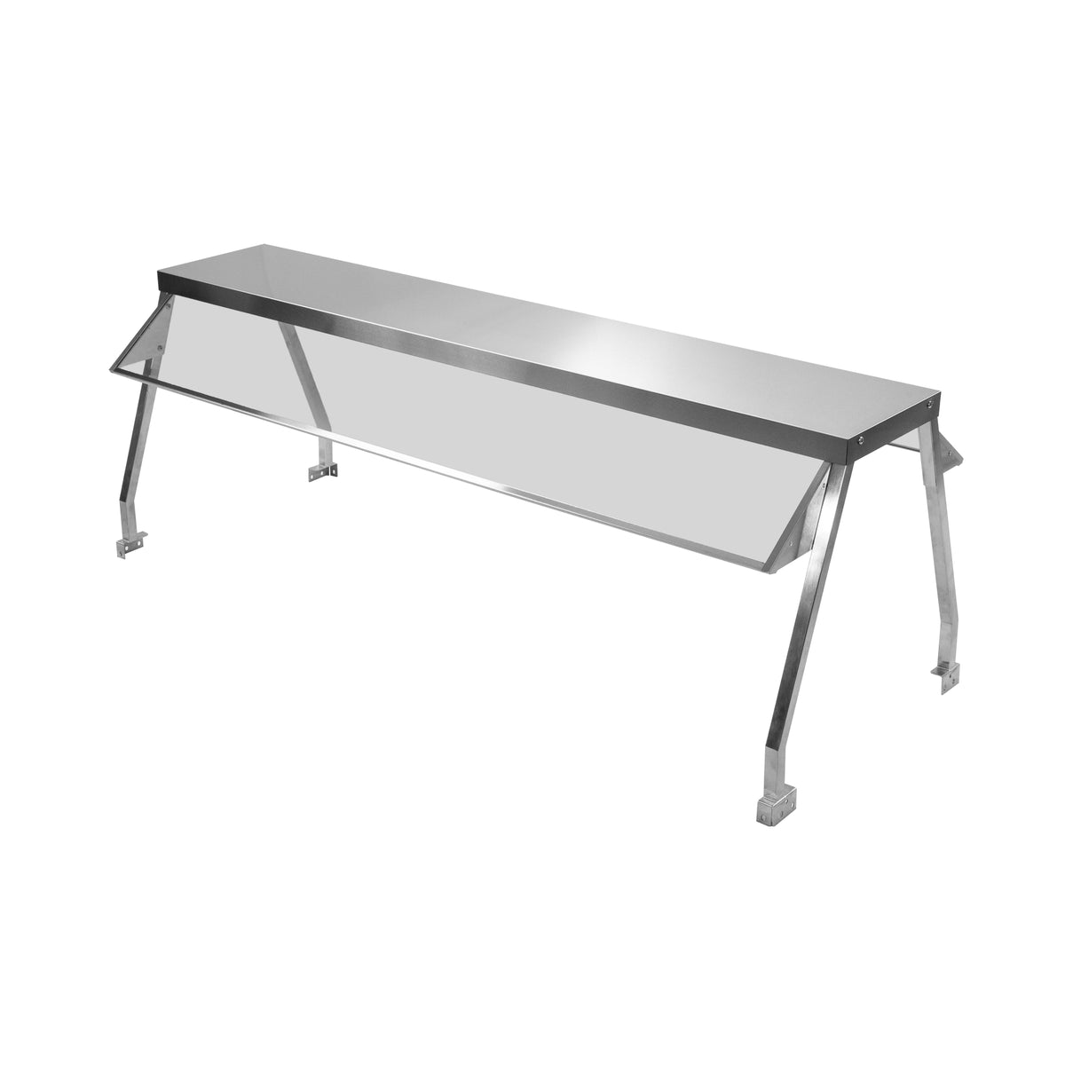Serv-Ware SG4-2 58 In. Double-Sided Sneeze Guard, 6 mm Tempered Glass, Stainless Steel