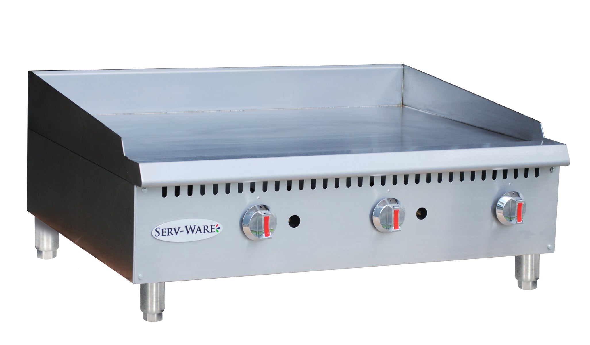 Serv-Ware SMGS-36 35.98 In. Manual Gas Griddle, 3 Burner, 3/4" Plate