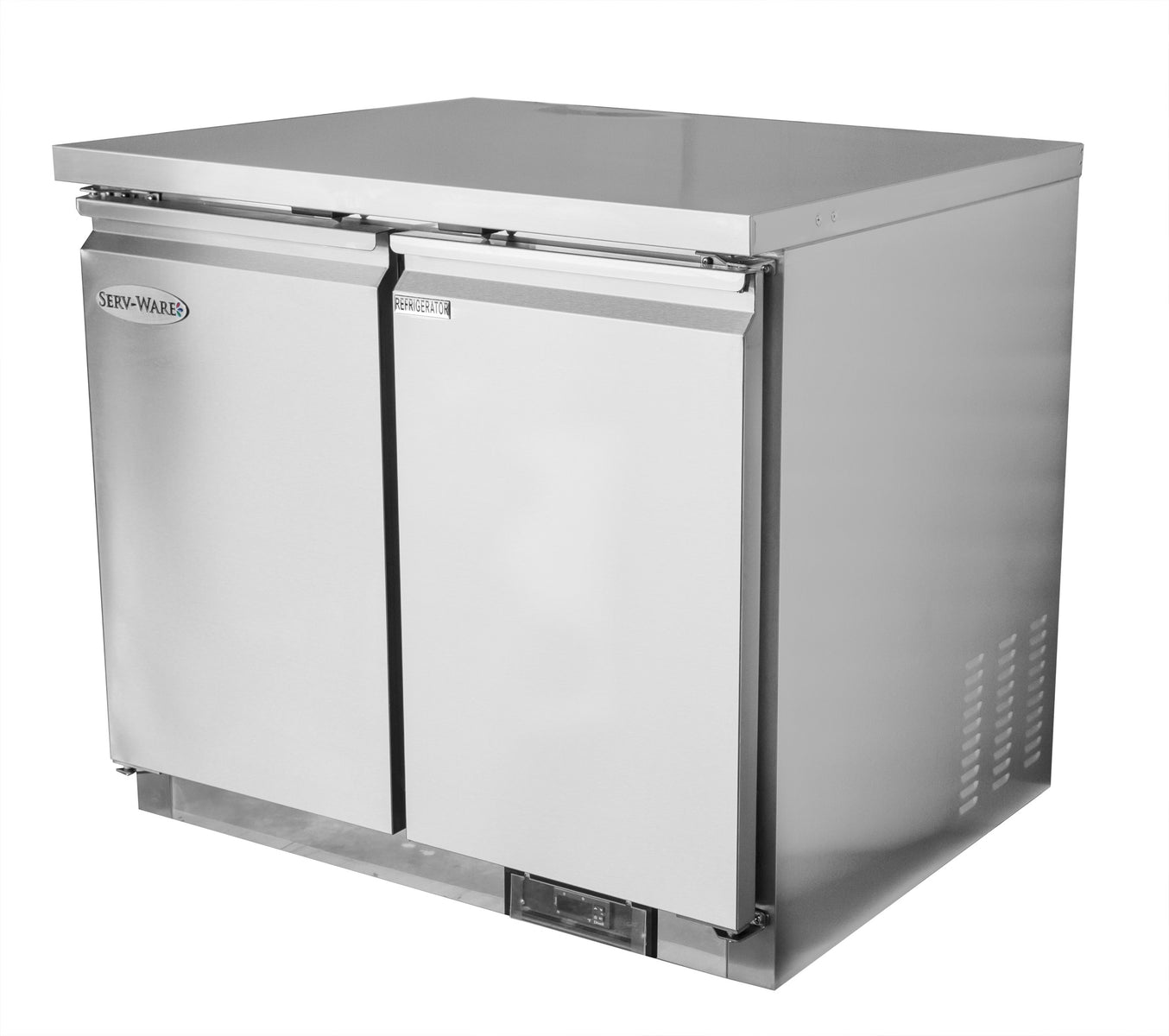 Serv-Ware UCF-36-HC 36 In. 2 Door Undercounter Freezer, 7.7 Cu. Ft., Stainless Steel, R290