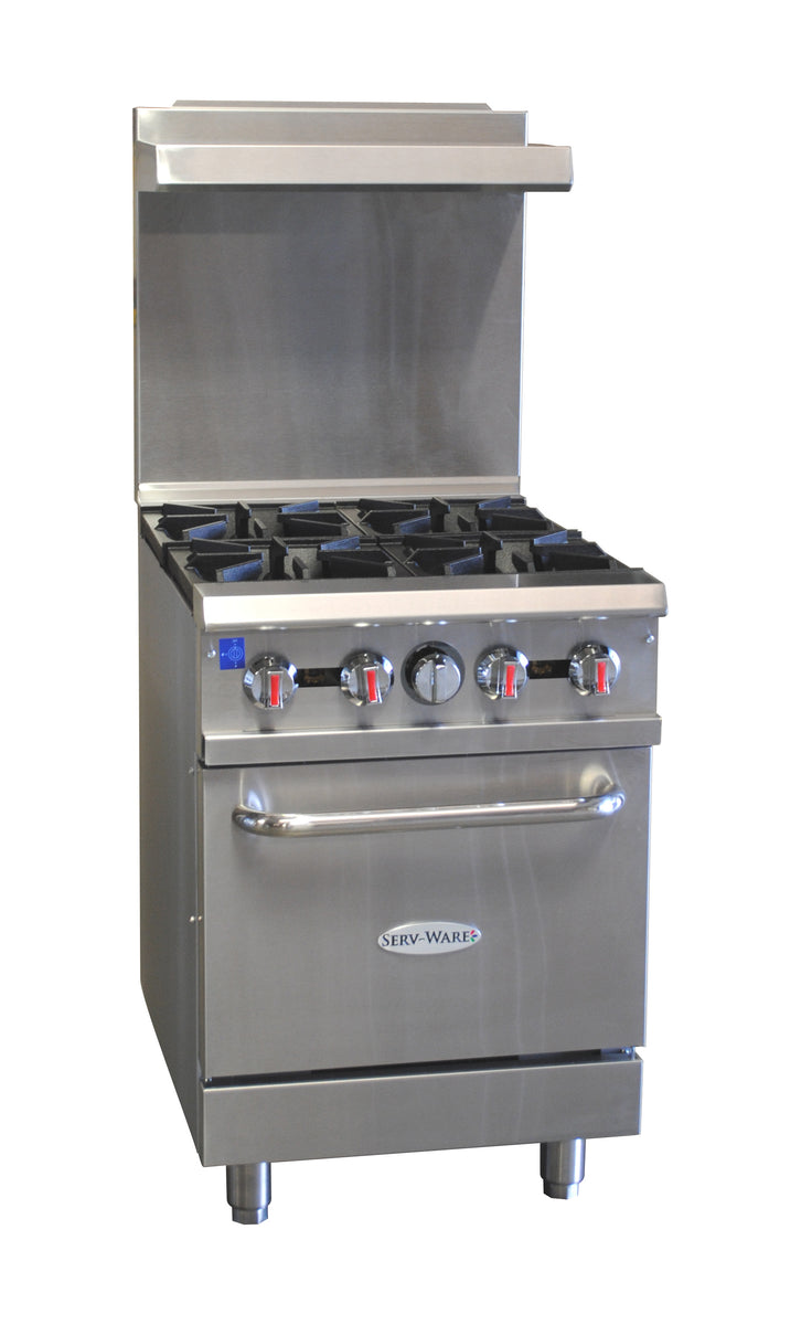 Serv-Ware SGR-4B 24 In. 4-Burner Gas Range with Standard Oven