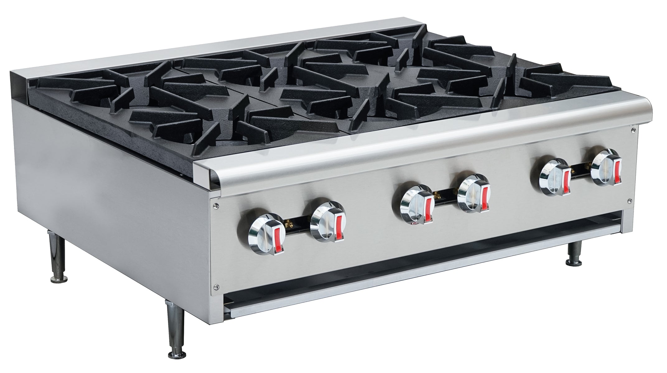Serv-Ware SHPS-36 36 In. Gas Hot Plate, 6 Burner, 25,000 BTU Each