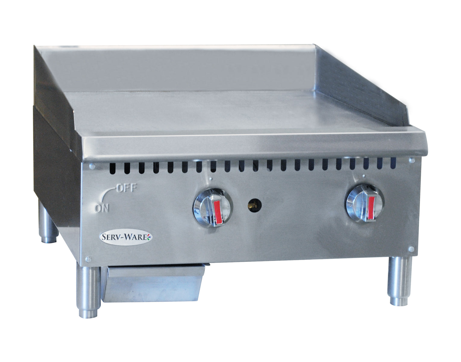Serv-Ware SMGS-24 23.98 In. Manual Gas Griddle, 2 Burner, 3/4" Plate
