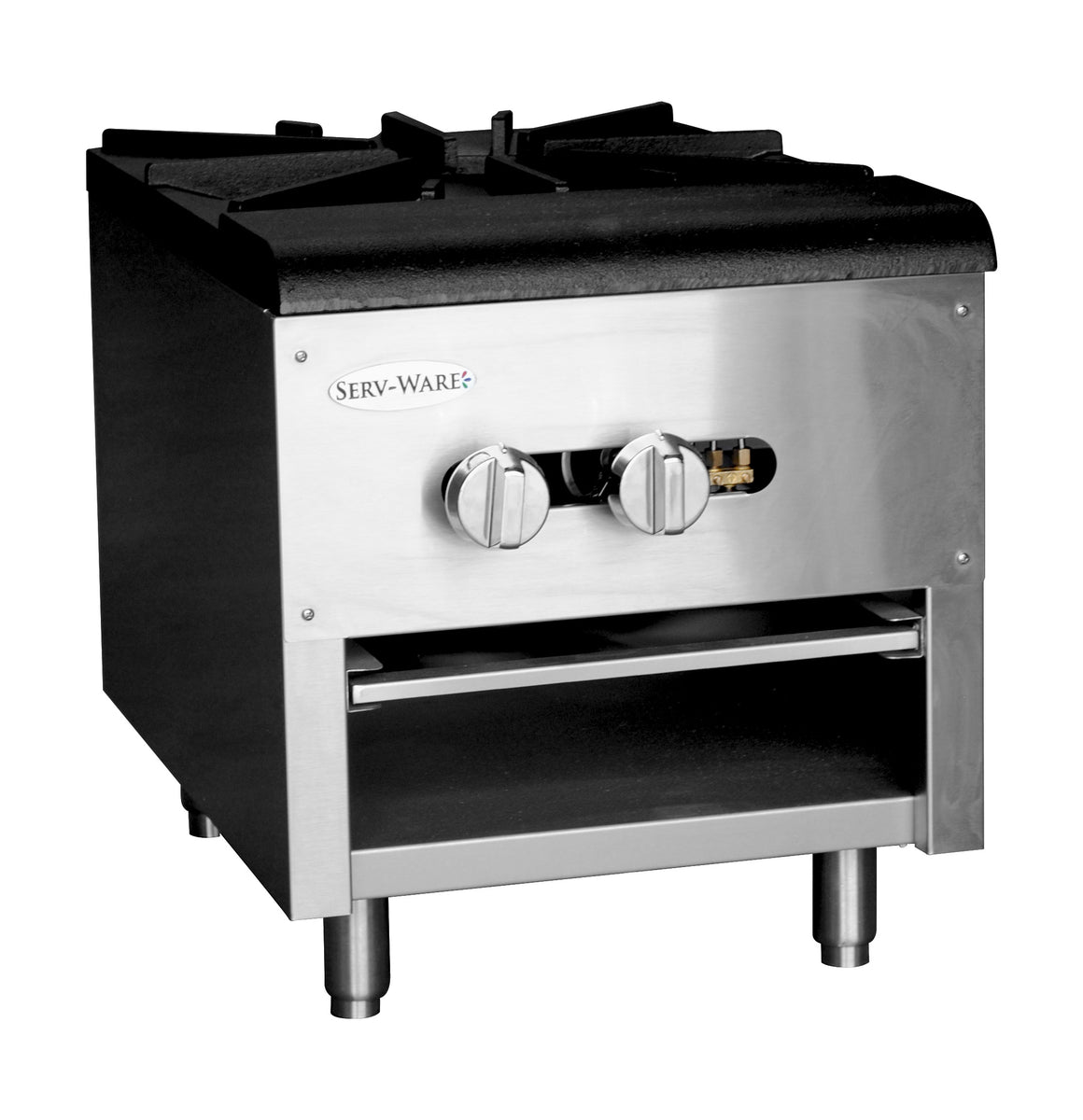 Serv-Ware SSSP-1 18 In. Gas Stock Pot Range, Single Dual-Ring Cast Iron Burner, Standby Pilot