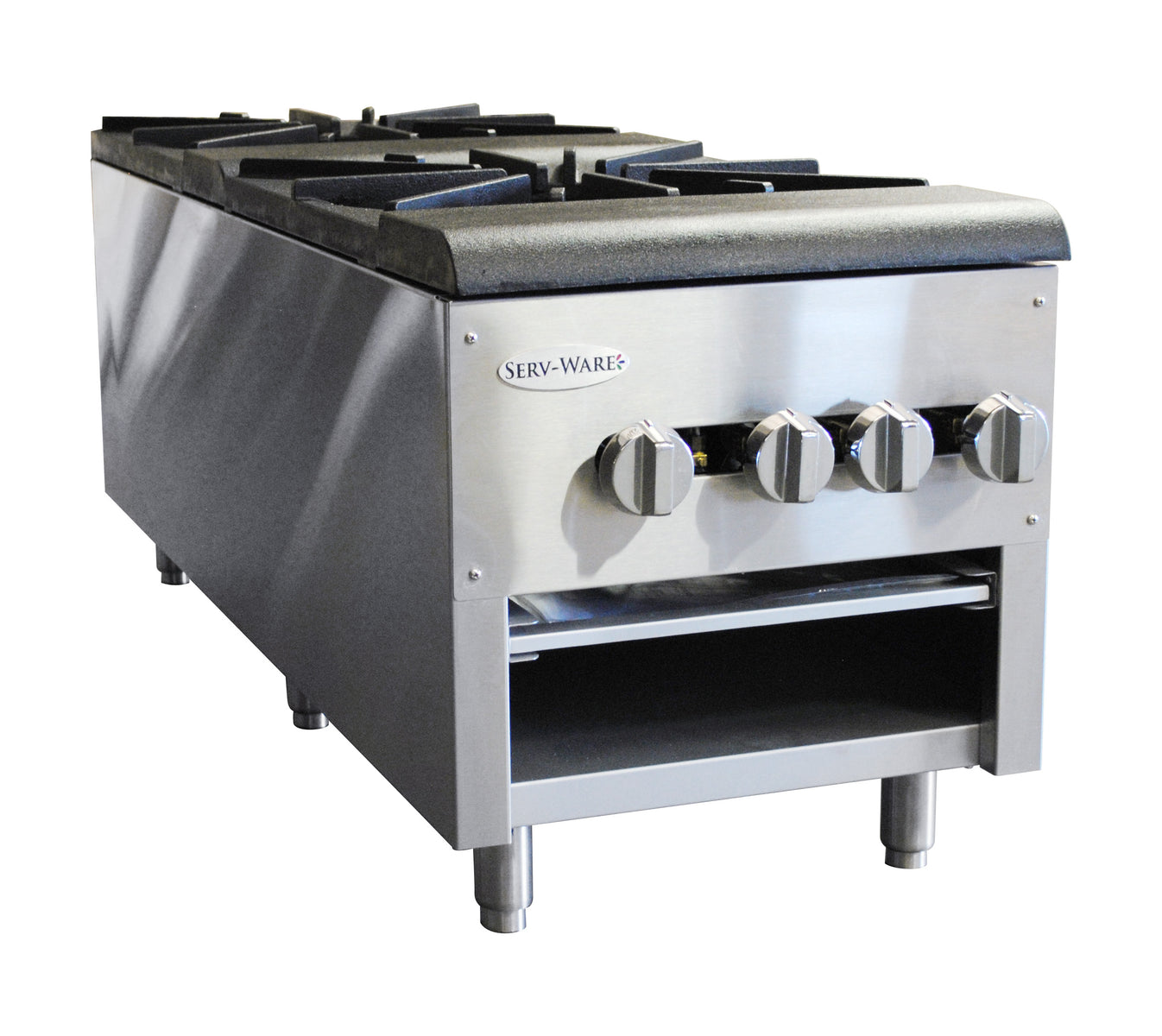 Serv-Ware SSSP-2 18 In. Gas Stock Pot Range, Two Dual-Ring Cast Iron Burners, Standby Pilot