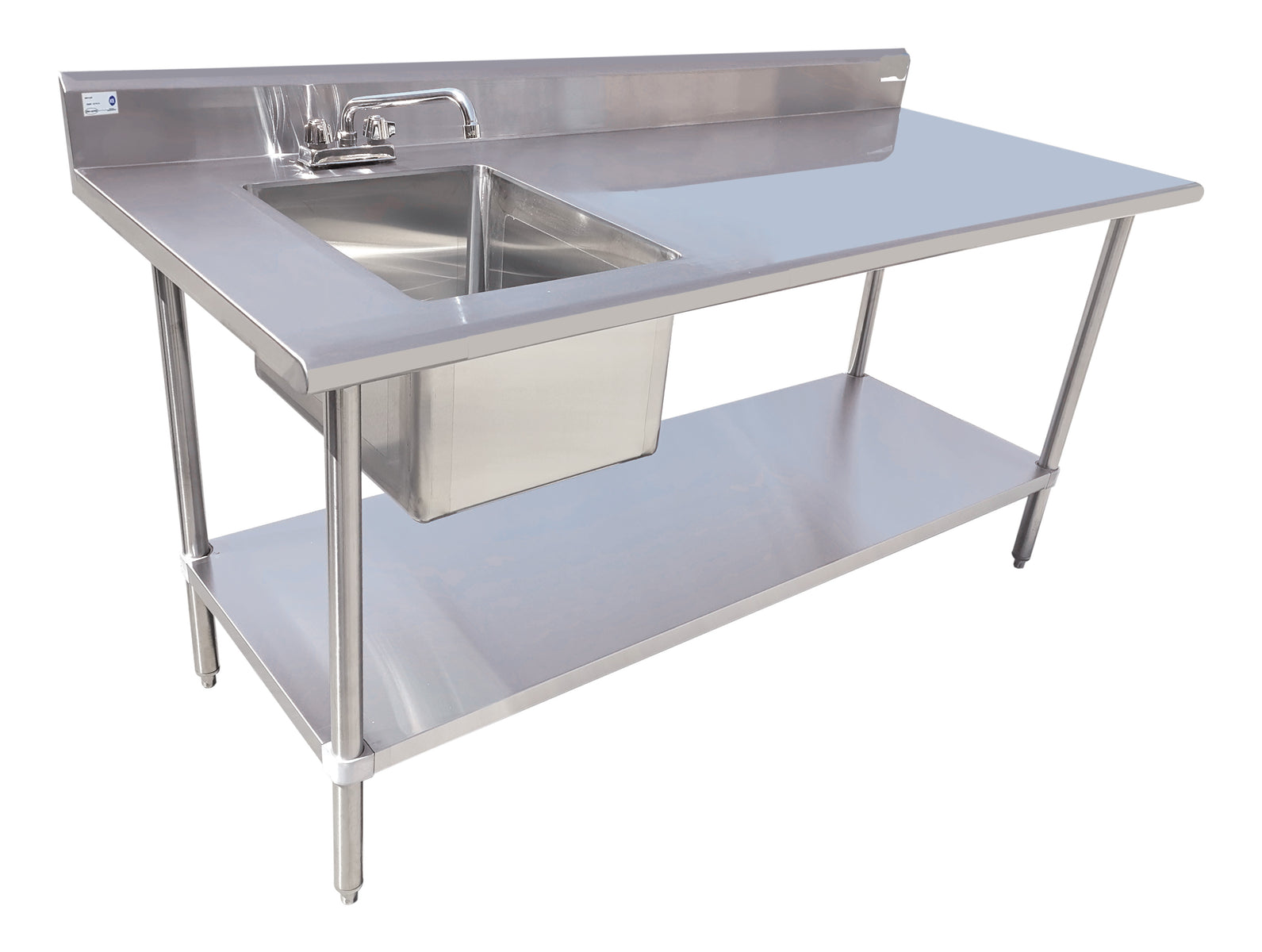 Serv-Ware TSF-3048-L 48 In. Sink Table, 1-Compartment, Left-Side Drainboard, 16x20x12 In. Bowl