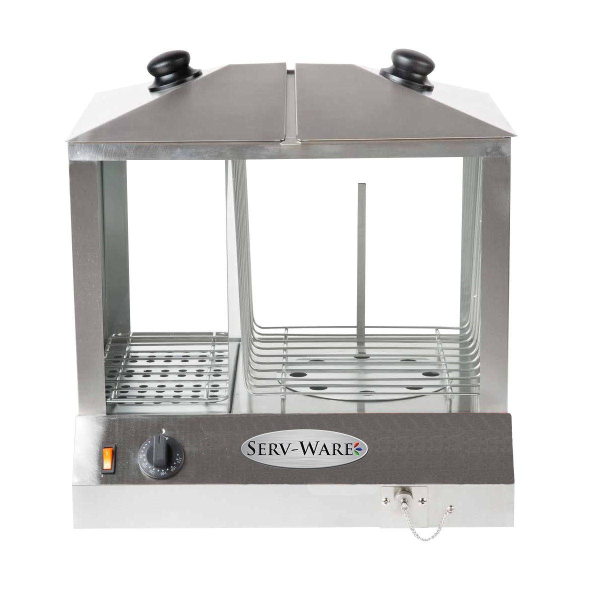 Serv-Ware EHS-01 18.25 In. Countertop Hot Dog Steamer, 100 Hot Dogs/48 Buns, 8 Qt. Reservoir