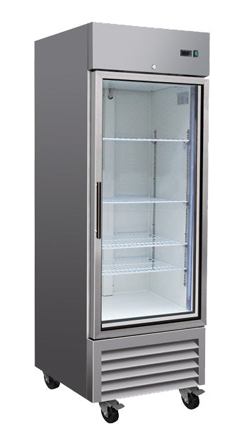 Serv-Ware RR1G-HC 27 In. Glass Door Reach-In Refrigerator, Single Glass Door, 23 cu. ft., Bottom-Mounted R290 Self-Contained