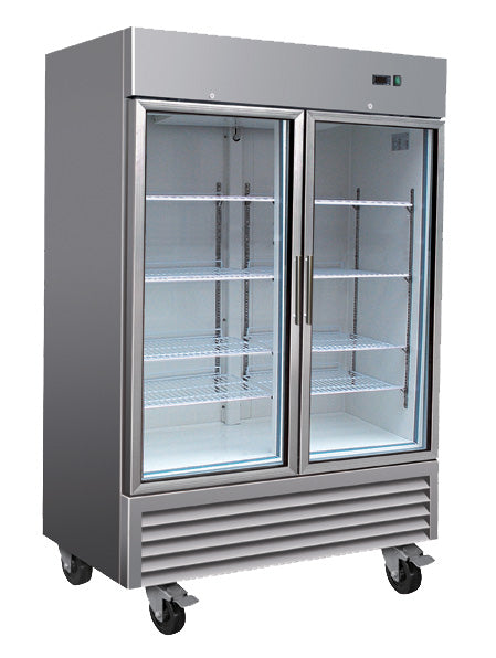 Serv-Ware RR2G-HC 54 In. Glass Door Reach-In Refrigerator, Two Glass Doors, 49 cu. ft., Bottom-Mounted R290 Self-Contained