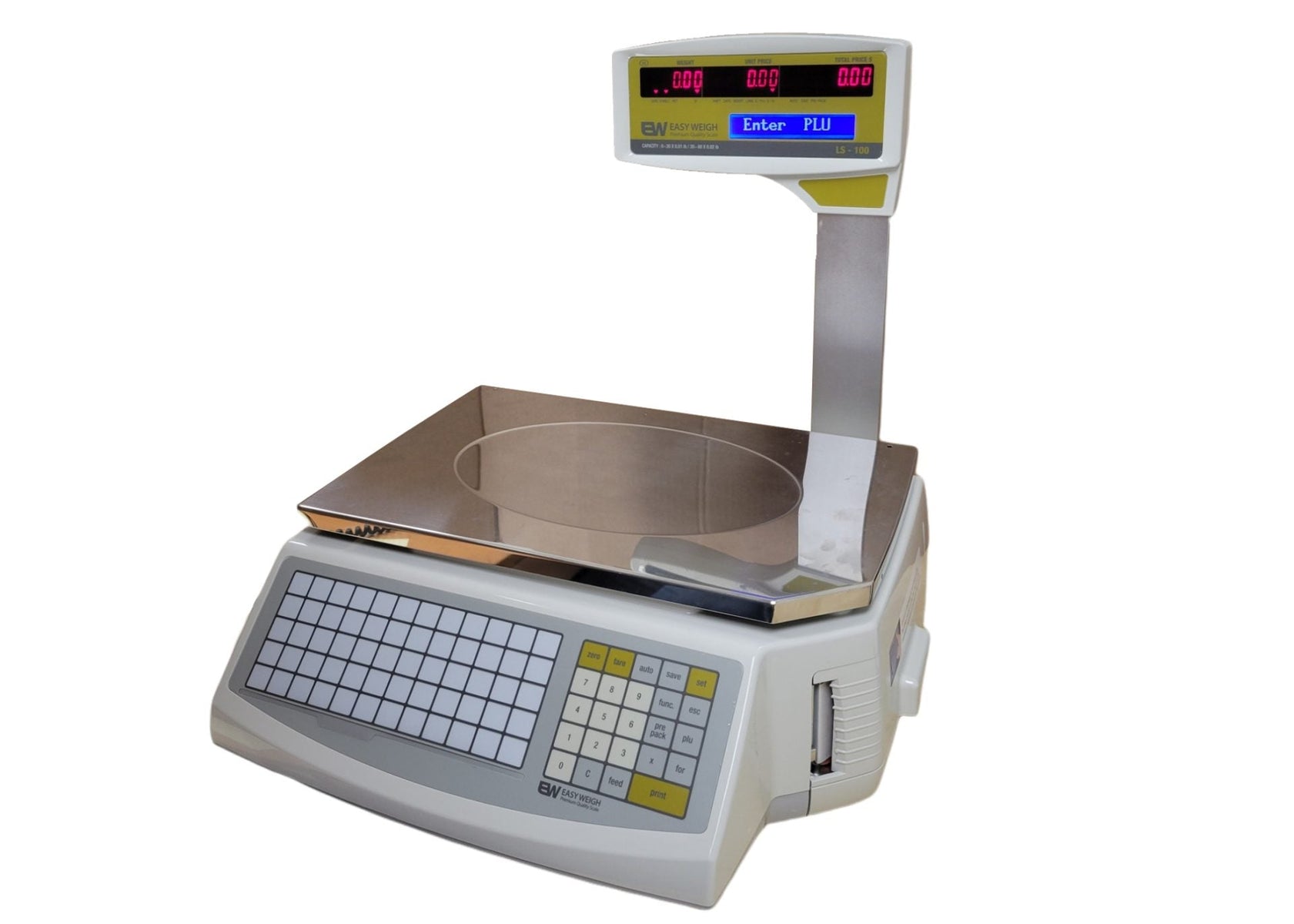 Easy Weigh LS-100 Label Printing Scale, 60 Lb. Dual-Range, Thermal Label Printer