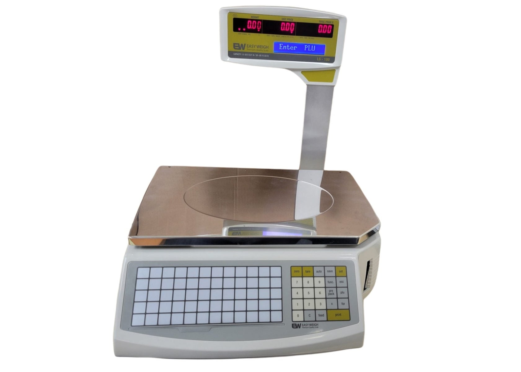 Easy Weigh LS-100 Label Printing Scale, 60 Lb. Dual-Range, Thermal Label Printer
