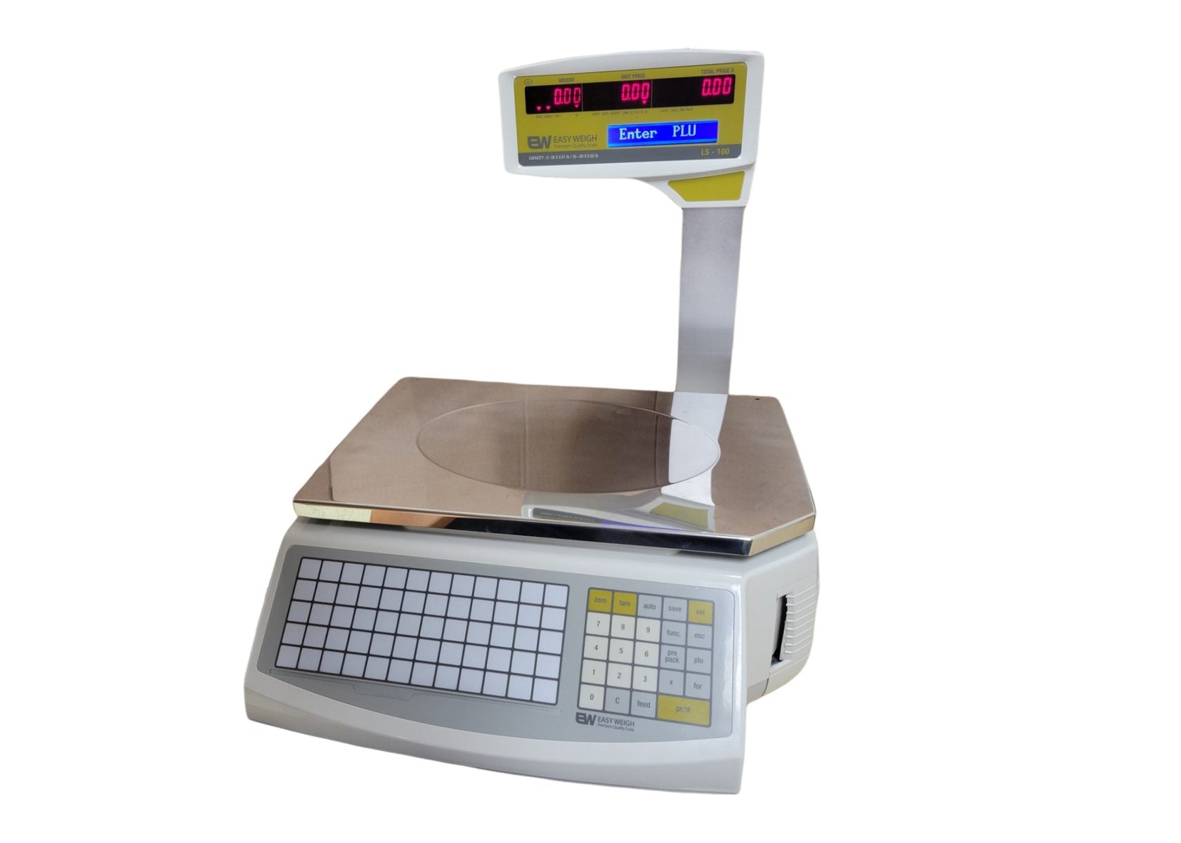 Easy Weigh LS-100 Label Printing Scale, 60 Lb. Dual-Range, Thermal Label Printer