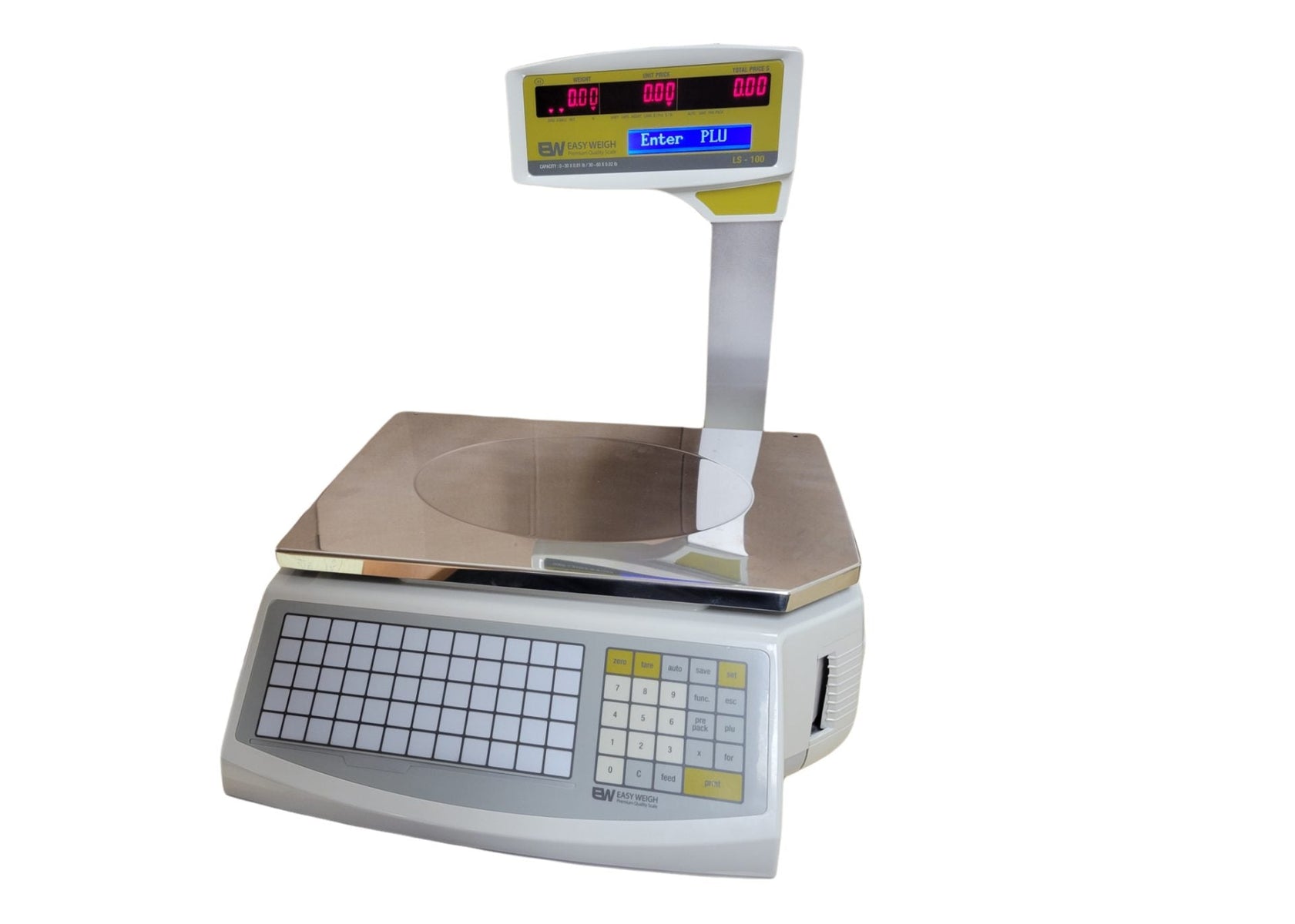 Easy Weigh LS-100 Label Printing Scale, 60 Lb. Dual-Range, Thermal Label Printer
