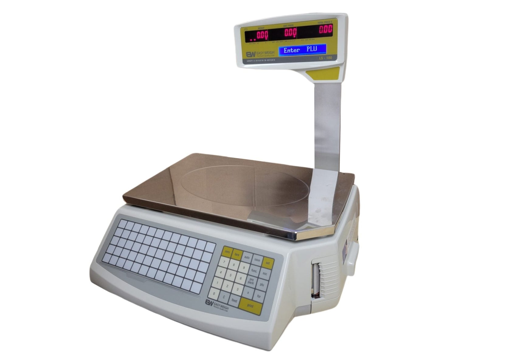 Easy Weigh LS-100 Label Printing Scale, 60 Lb. Dual-Range, Thermal Label Printer