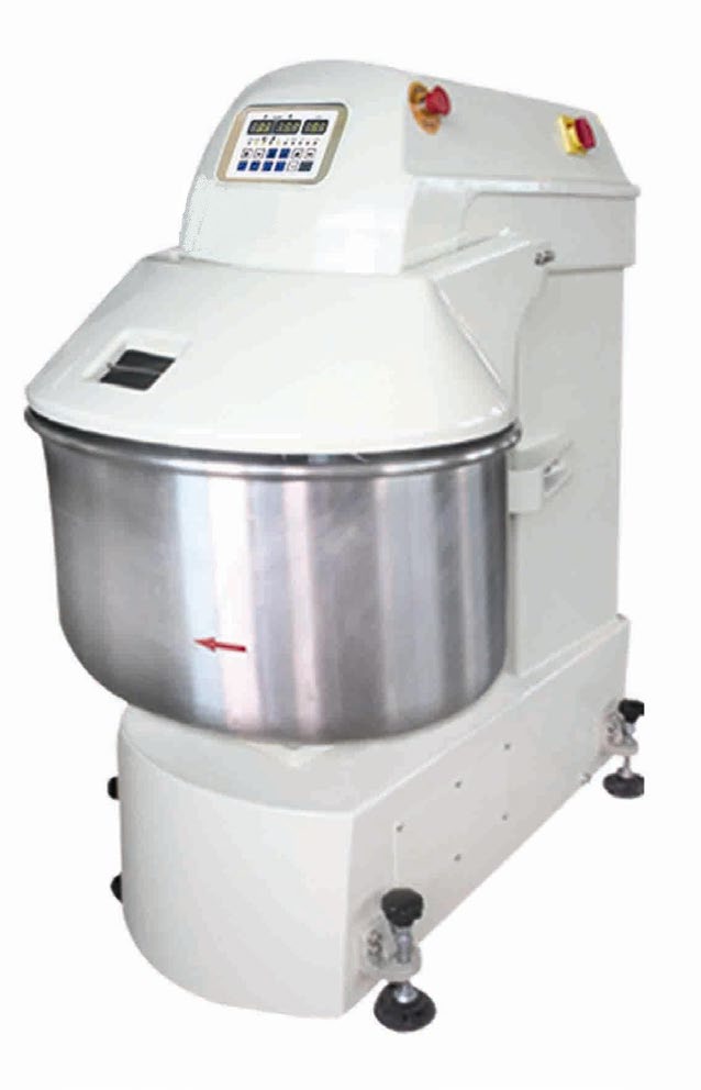 LBC Bakery KM-120P 120 kg Spiral Pizza Dough Mixer, 264 lb Dough Capacity with Reversible Bowl and Hook