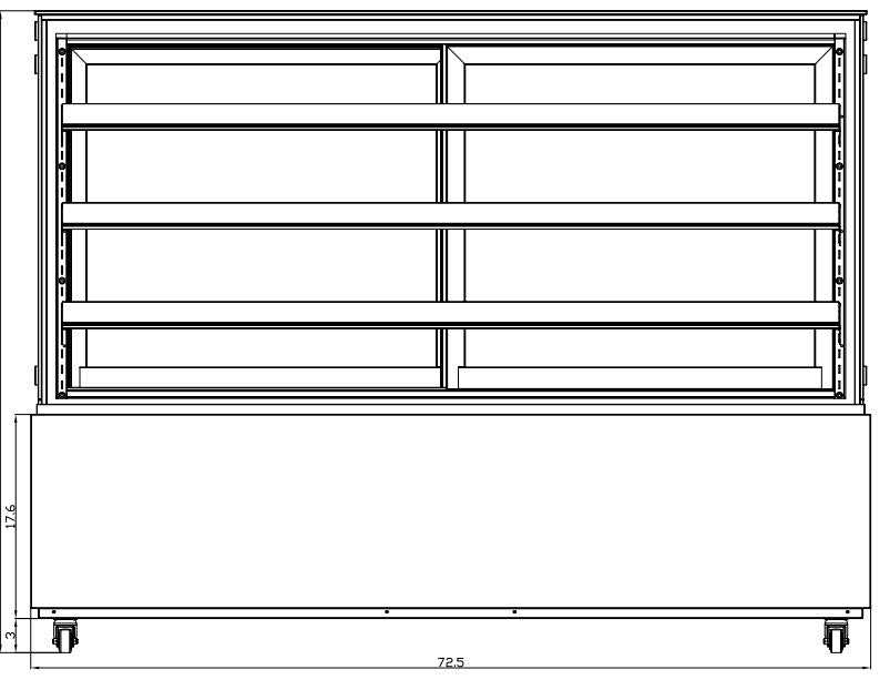 Marchia MBT72-ST 72" Straight Glass Refrigerated Bakery Display Case, 6 Adjustable Glass Shelves, R290