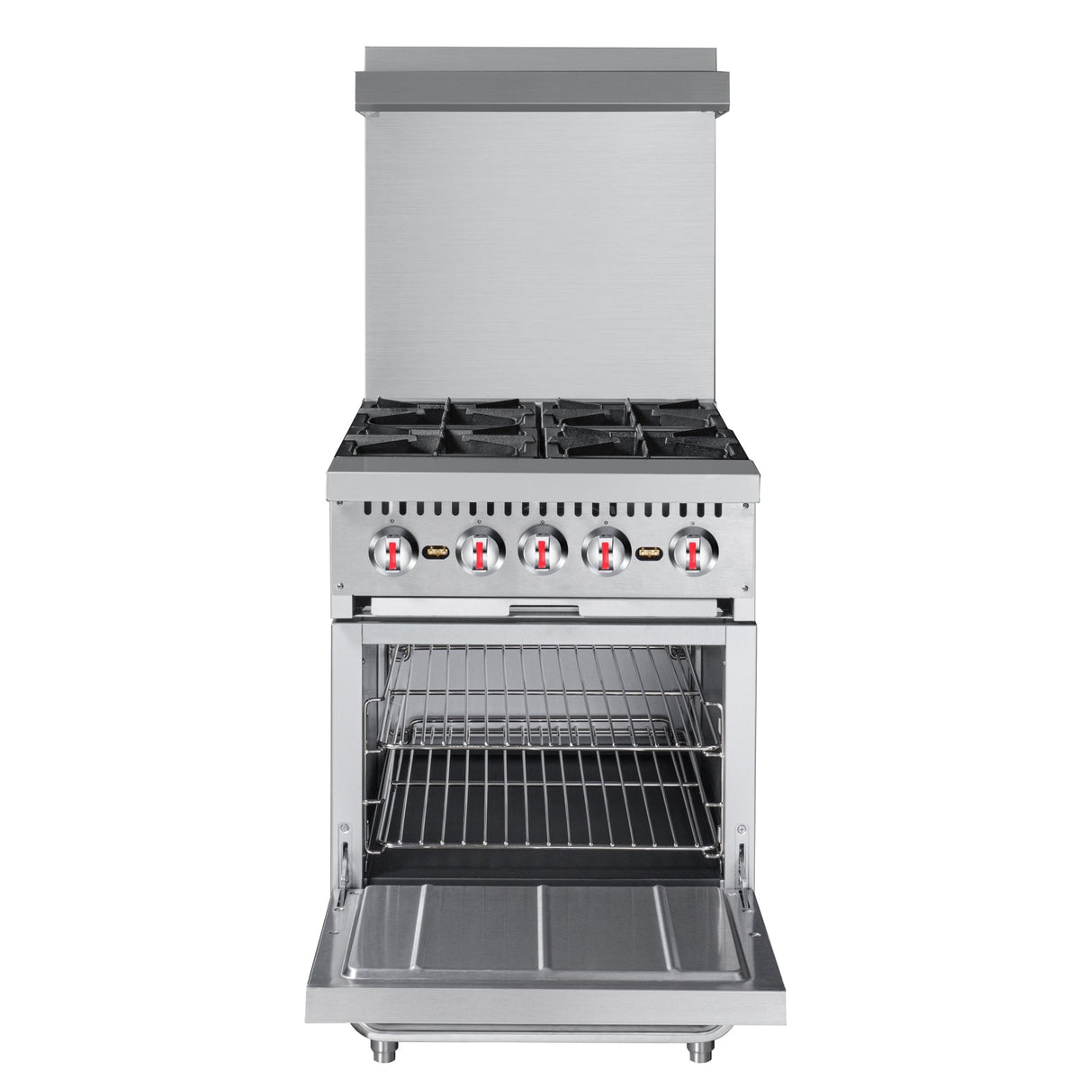KoolMore KM-CR24-LP 24 In. Commercial Liquid Propane Range, 4 Burners, Standard Oven, Stainless Steel