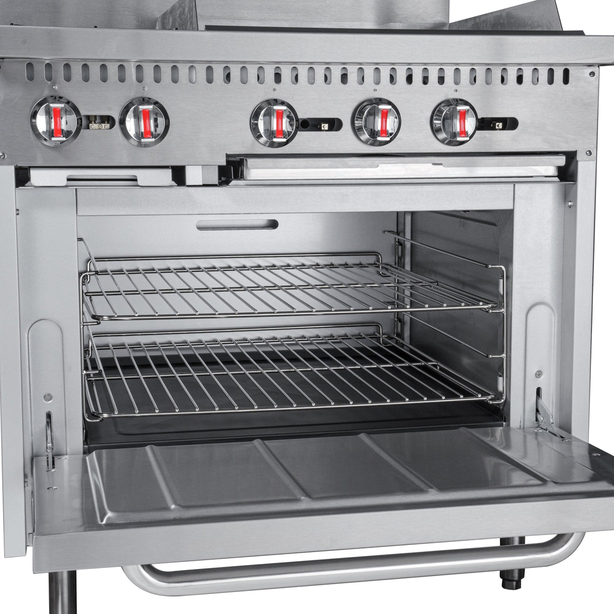 KoolMore KM-CRG36-LP 36 In. Commercial Liquid Propane Range, Stainless Steel, 2 Open Burners, 24 In. Griddle
