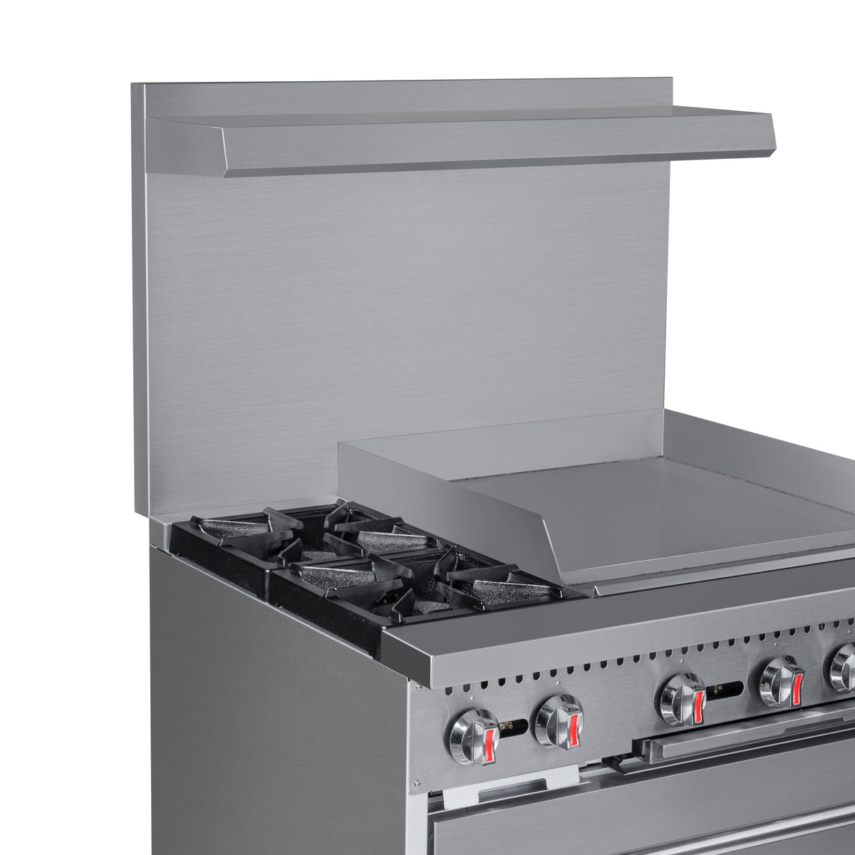 KoolMore KM-CRG36-LP 36 In. Commercial Liquid Propane Range, Stainless Steel, 2 Open Burners, 24 In. Griddle