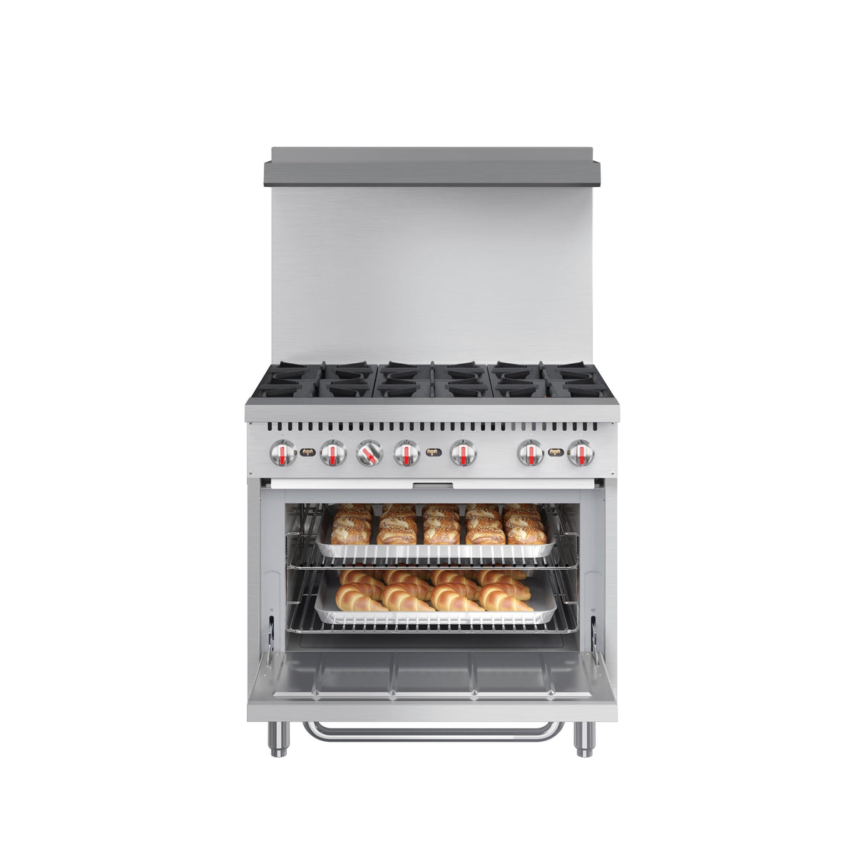 KoolMore KM-CR36-LP 36 In. Commercial Liquid Propane Range, 6 Burners, Standard Oven, Stainless Steel