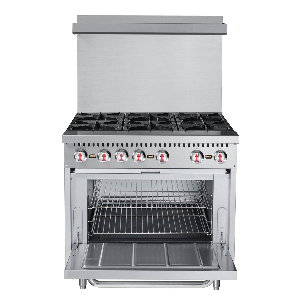 KoolMore KM-CR36-NG 36 In. Commercial Natural Gas Range, 6 Burners, Standard Oven, Stainless Steel