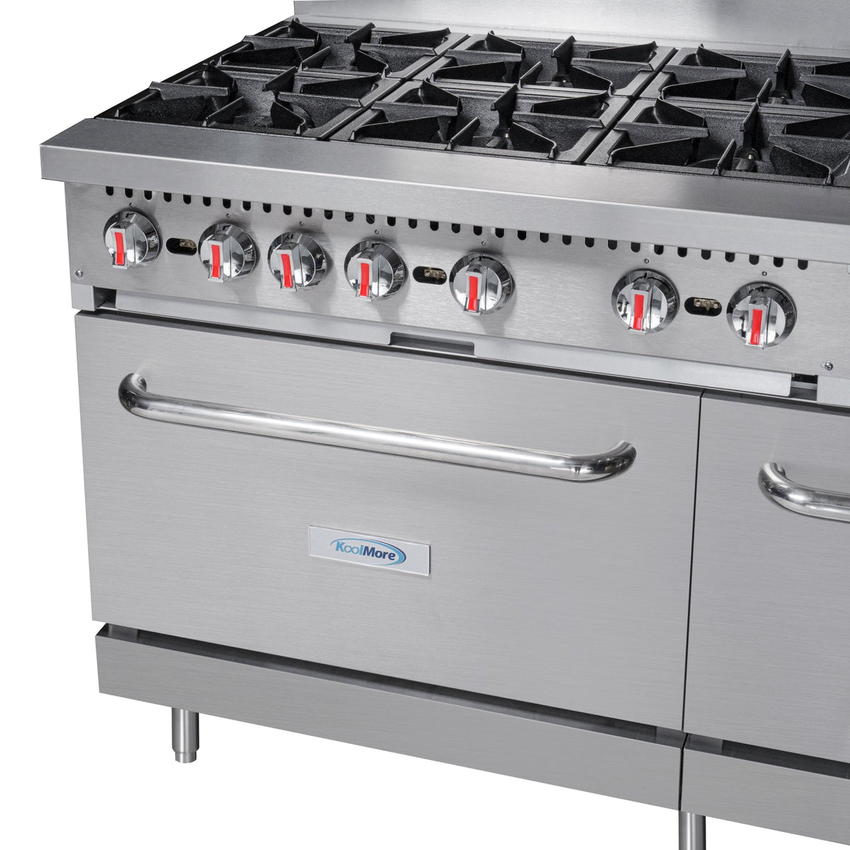 KoolMore KM-CR60-LP 60 In. Commercial Liquid Propane Range, 10 Burners, 2 Standard Ovens, Stainless Steel
