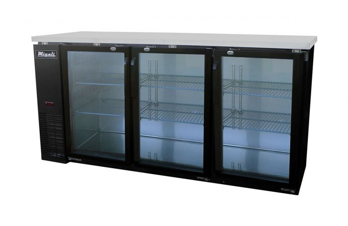 Migali C-BB72G-HC 72" Glass Door Back Bar Refrigerator, Competitor Series